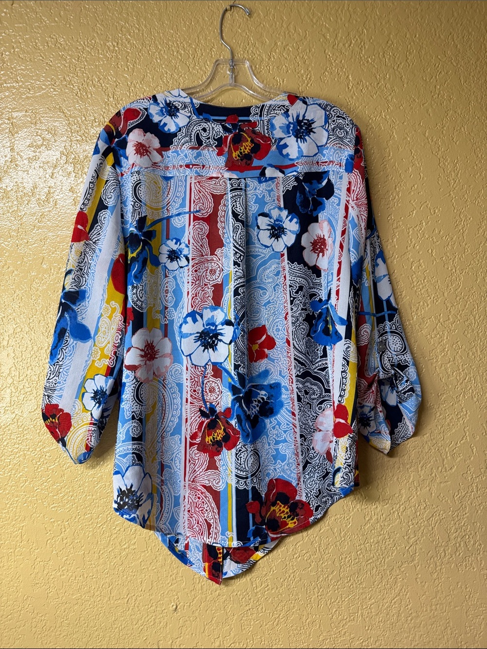 Ruby Rd. Blue, Red & White Paisley Button-Up Top - Picture 3 of 3